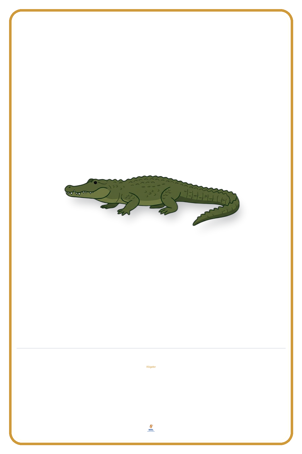Letter A flashcard: Alligator — printable preschool phonics flashcard